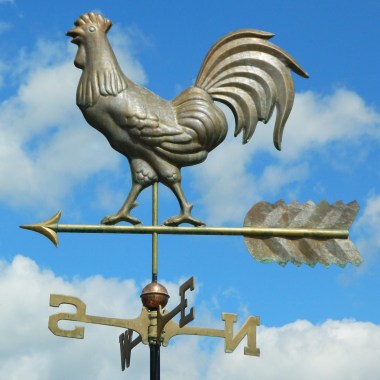 Aged Large Copper Cockerel Weathervane